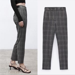 Zara Charcoal Checkered Cropped Pants